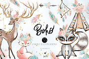 Boho Animals Woodland Clipart, an Animal Illustration by KaramfilaS (Thumbnail 1 of 9)