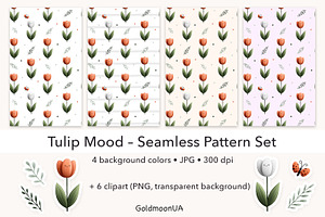 Tulip mood Patterns & Clipart