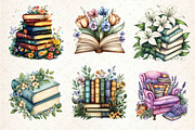 Pretty Books with Flowers Clipart, an Illustration by Dream Creation (Thumbnail 4 of 6)