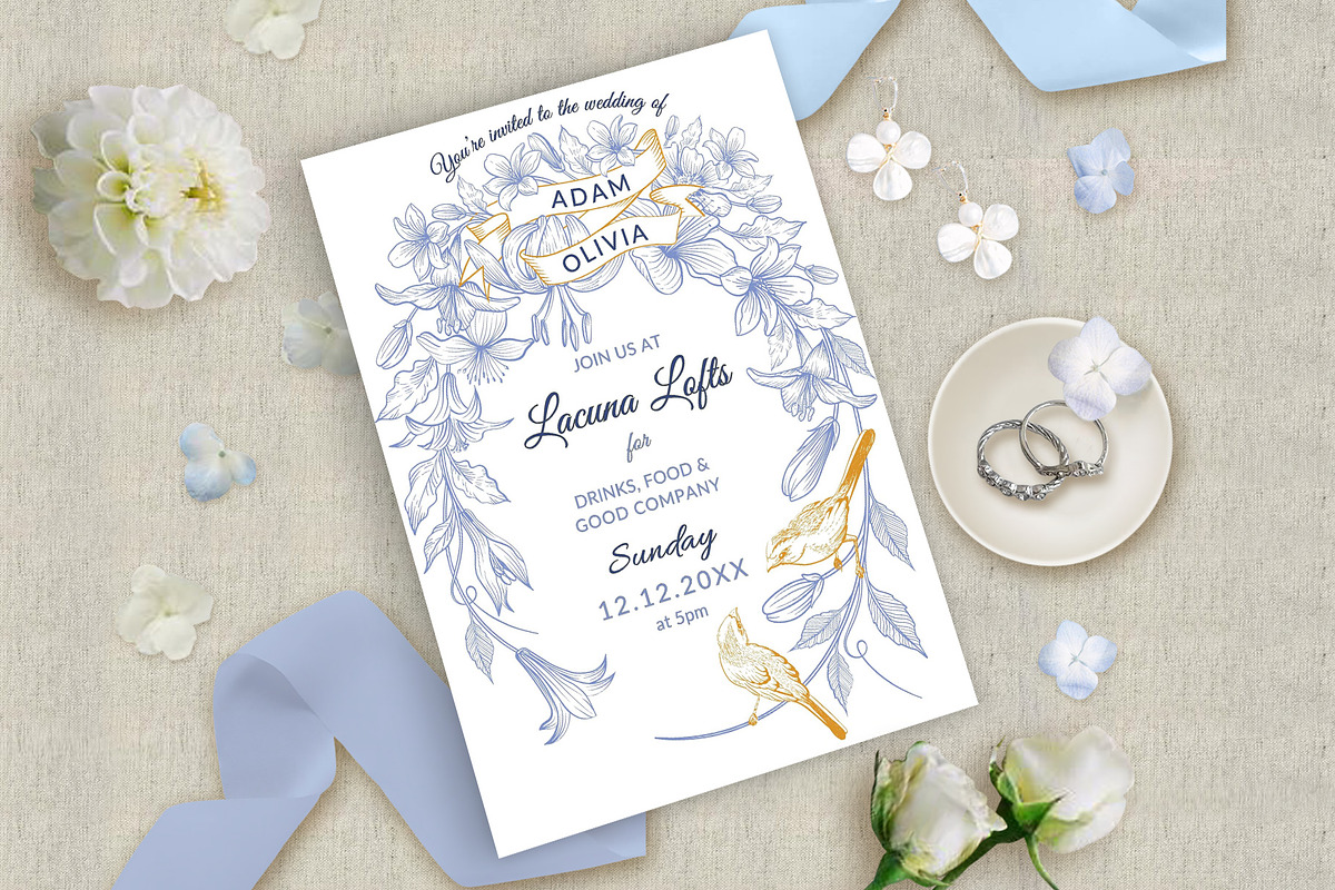 Lovebirds Wedding Invite Bundle, an Invitation Template by Shwet Art (Photo 2 of 8)