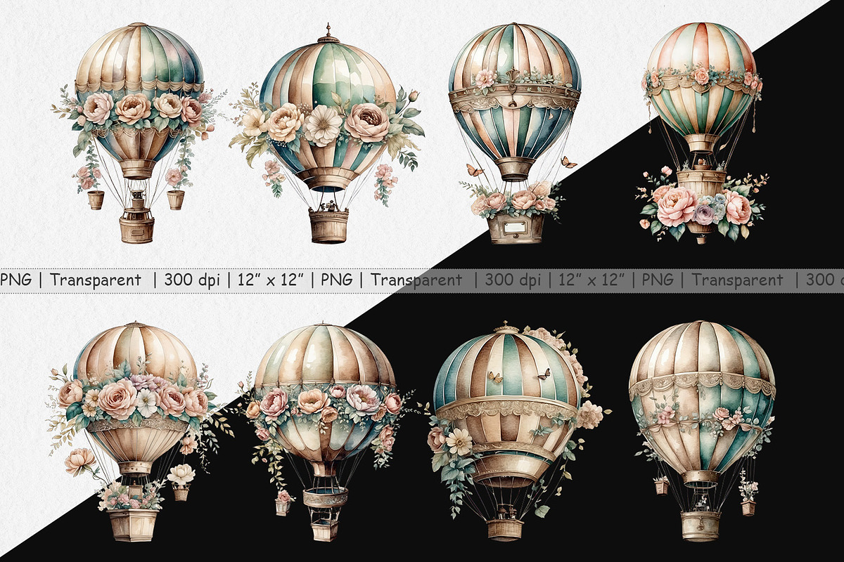 Hot Air Balloon Clipart, a Graphic by Artnoy (Photo 2 of 5)