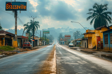 Rainy Day in Brazzaville: An Atmospheric View of a Quiet Street, Glimmering aft, a Photo by AS photostudio