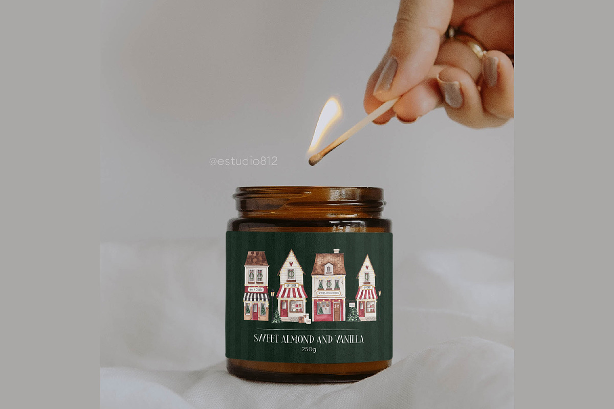 Christmas Village watercolor set, a Decorative Illustration by Estudio 812 (Photo 9 of 10)