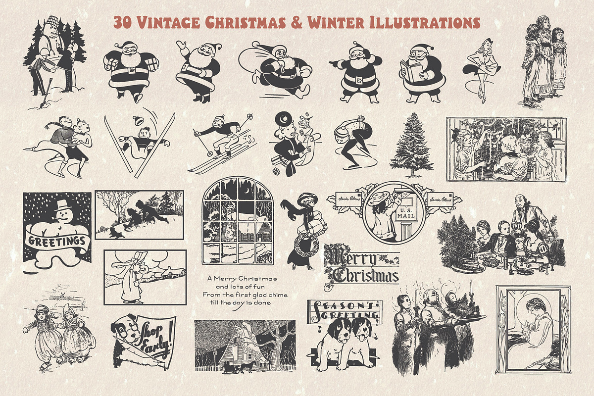 Vintage Christmas Illustrations vol2, a Seasonal Illustration by Seaquint (Photo 2 of 6)