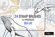 Sea life Procreate Stamp brushes, a Brush Add-On by ViktoriArt (Thumbnail 1 of 7)