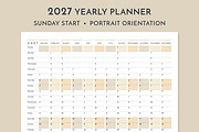 2027 Wall Planner Sunday Start P, a Stationery Template by Olga Begak Art & Design (Thumbnail 2 of 4)