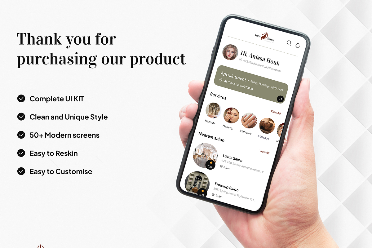 Hair Salon: Barber Appointment App, an UI Kit Template by Fluttertop (Photo 6 of 6)