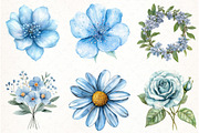 Pale blue flowers watercolor clipart, an Illustration by Watercolor design (Thumbnail 2 of 4)