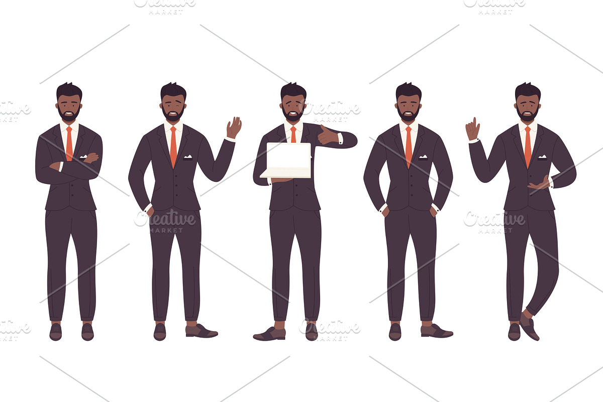 Afro Businessman in Various, a Person Illustration by Flashvector