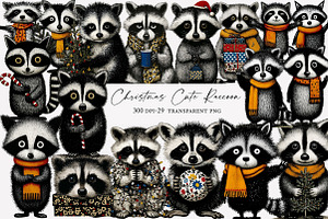 Christmas Cute Raccoon Clipart, an Illustration by Designworld