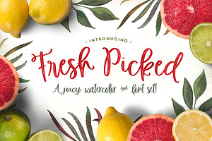 Fresh Picked Watercolor & Font Kit, a Font by Callie Rian & Co.
