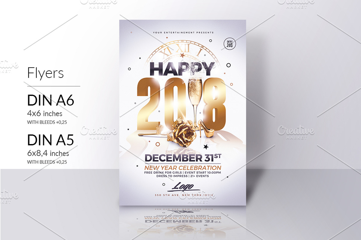 Classy New Year 2018 Invitations, a Poster Template by Rome B Creation (Photo 2 of 3)