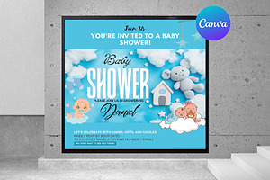 Canva Baby Shower Flyer Template, a Graphic by graphicforest