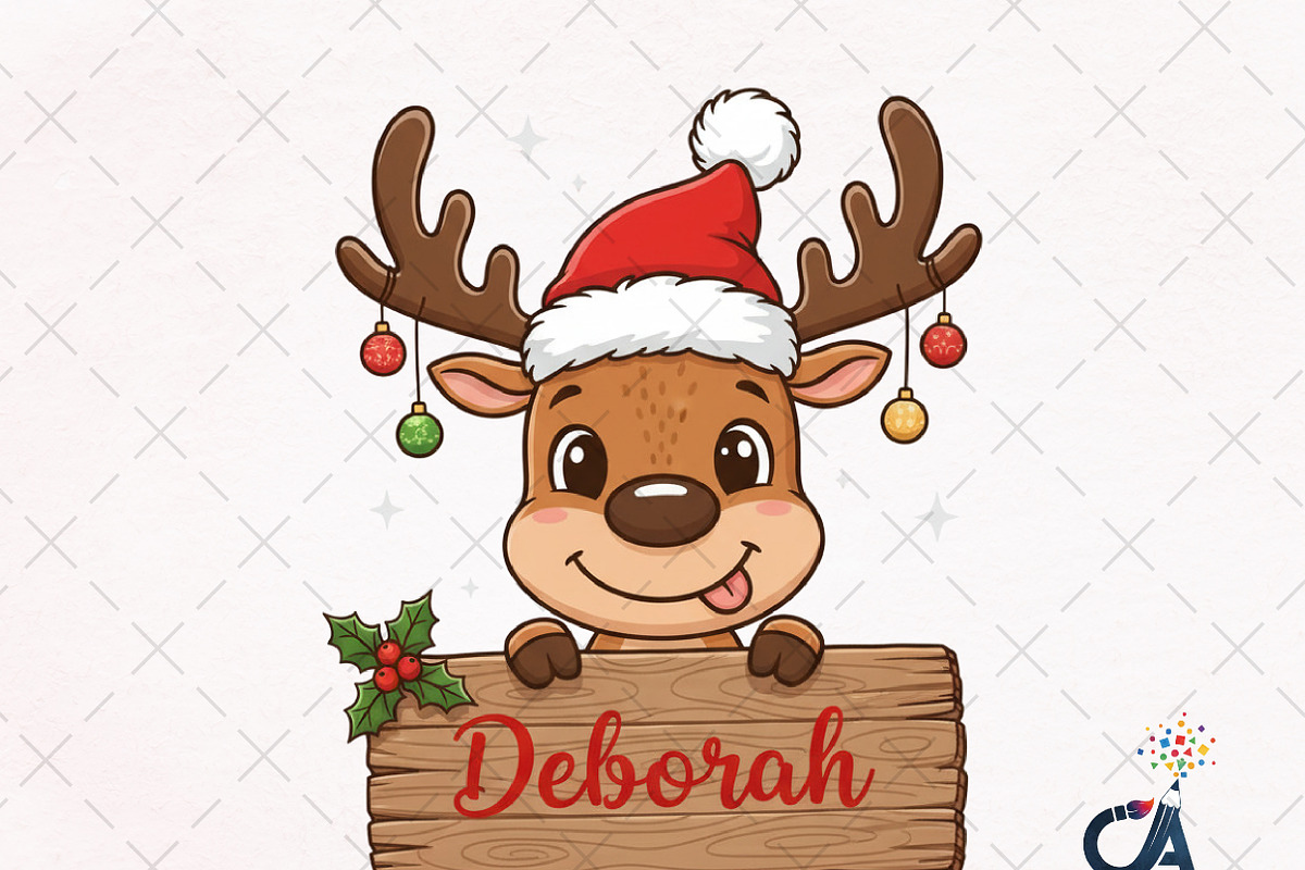Funny Christmas Reindeer With Sign P, an Illustration by Creative Art (Photo 1 of 6)