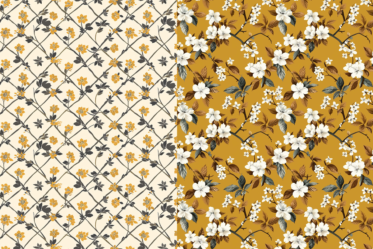 Mustard Toile Digital Paper, a Pattern Graphic by DreamCafeArt (Photo 4 of 7)