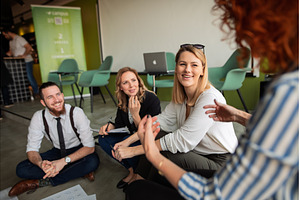 Team brainstorming in modern office, a Business Photo by HalfPoint