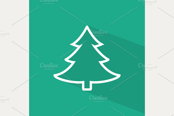 Flat Christmas tree icon preview 2