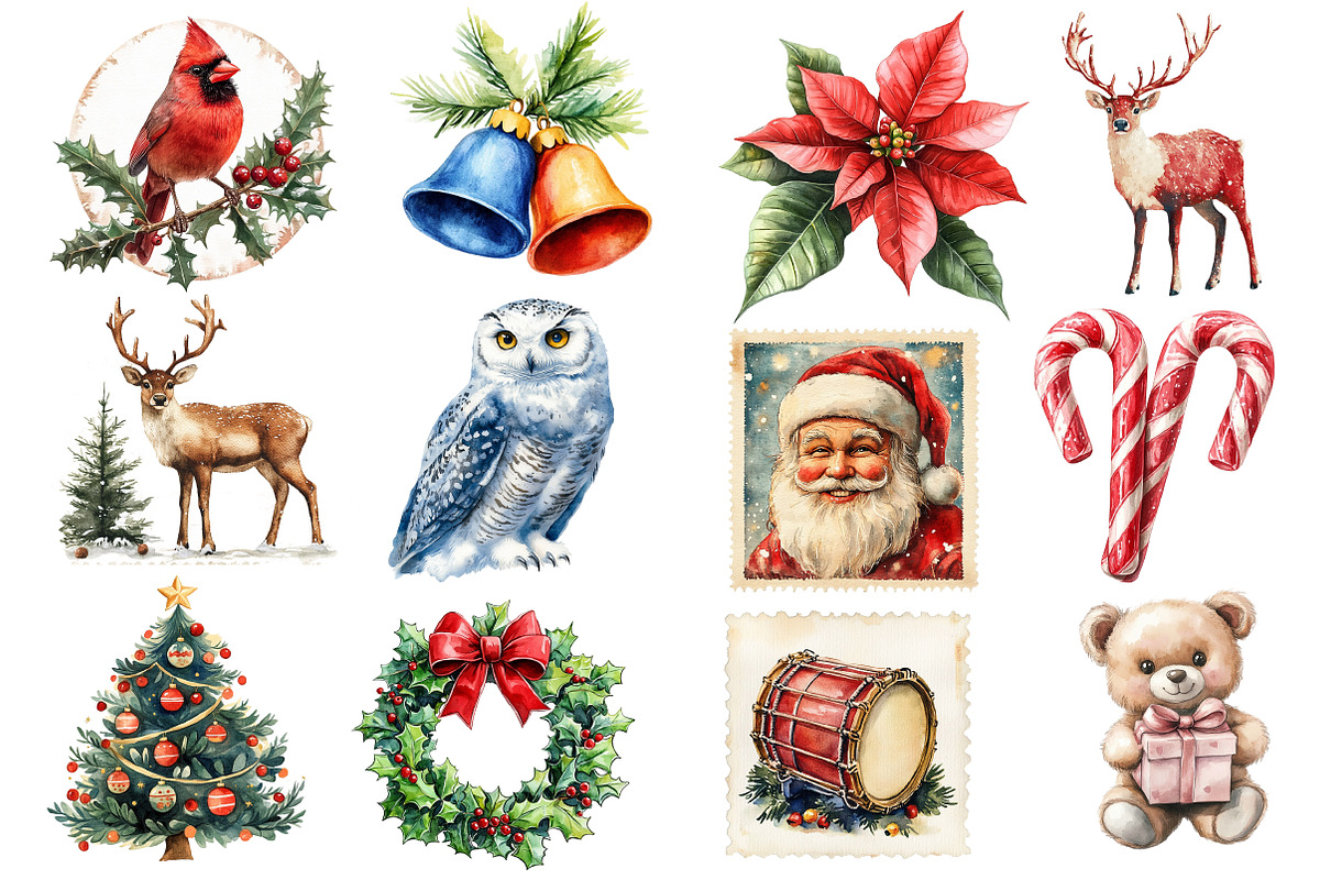 Watercolor Christmas Clipart Bundle, an Illustration by Dream Creation (Photo 2 of 4)