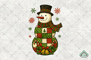 Christmas Snowman Patchwork PNG, an Illustration by Craft Nest (Thumbnail 1 of 6)