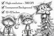 Whimsical Christmas Cat Clipart, an Illustration by Libby Wishes (Thumbnail 9 of 9)