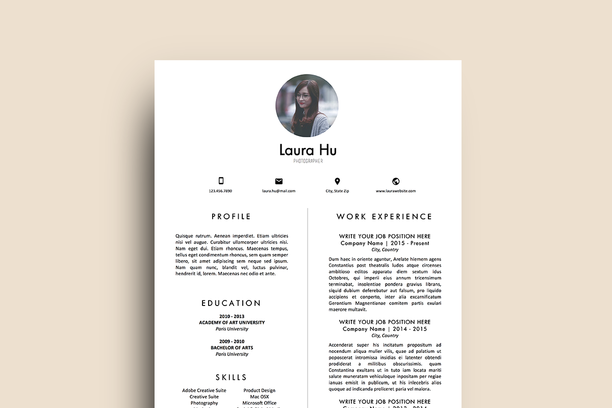 Resume Template (MS Word) | Laura, a Resume Template by Priiiiiiiiiiiiiint !