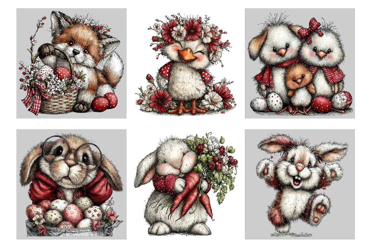 Whimsical Easter Animal Clipart, an Illustration by Black Bird Studio (Photo 5 of 5)