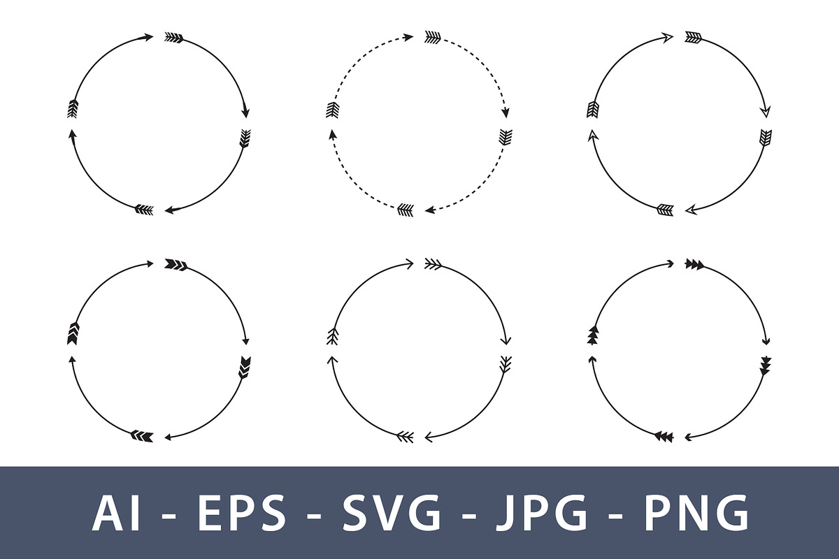Six circular arrow flow designs, a Decorative Illustration by Saba Vector
