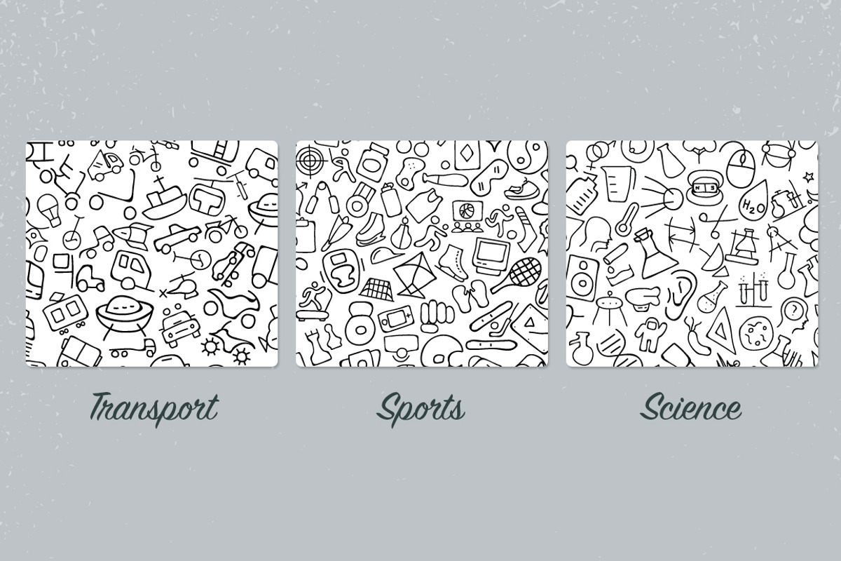 8 Hand Drawn Icon Patterns - Vol 2 preview 3