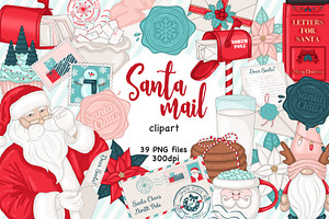 Santa Mail Cliparts, an Illustration by GlamArtZhanna