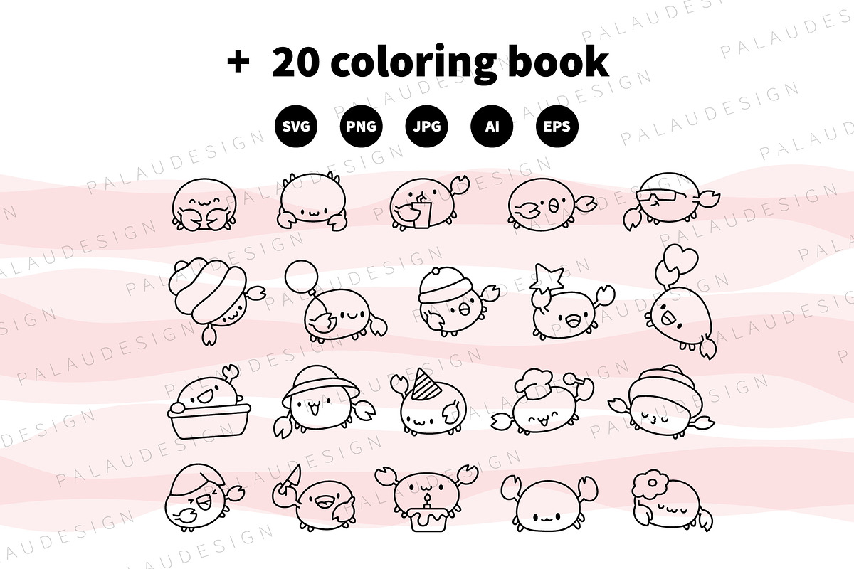 Cute Kawaii Crab Ocean Character, an Animal Illustration by Palau (Photo 11 of 12)
