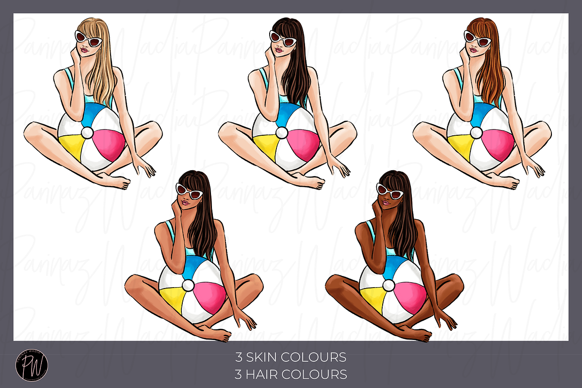 Pool party fashion clipart png, an Illustration by Parinaz Wadia Design (Photo 6 of 9)