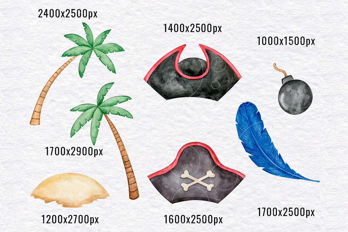 Little pirate watercolor clipart, an Illustration by KathrineWatercolor (Photo 4 of 5)