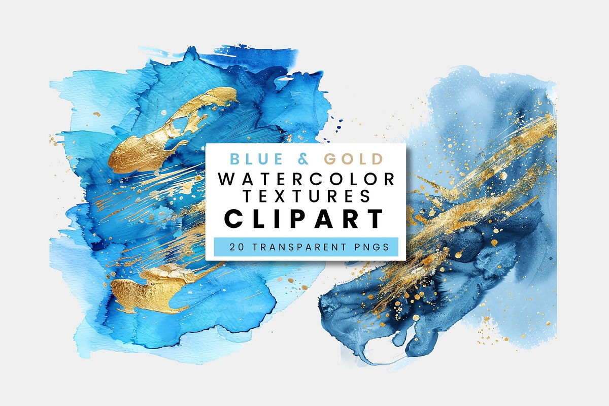 Blue and Gold Watercolor Texture, a Texture Illustration by ClipCraft (Photo 8 of 8)
