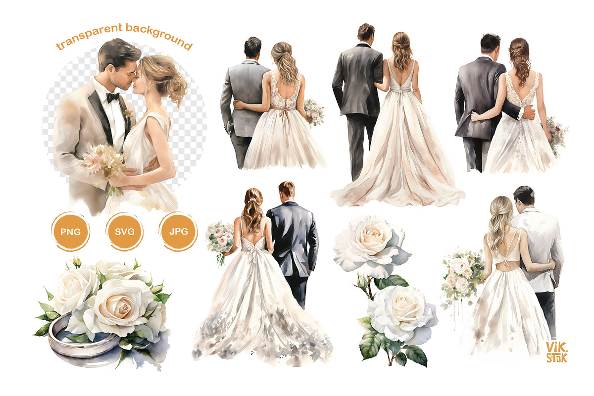 Watercolor Wedding clipart, a Person Illustration by vik.stock (Photo 2 of 6)