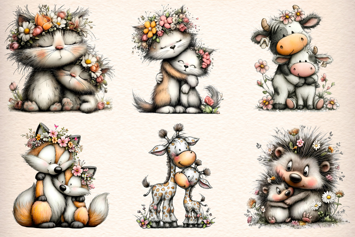 Mother's Day Animal Clipart Bundle, an Illustration by Digital Artistic99 (Photo 2 of 12)