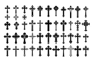 Christian crosses black silhouettes, an Illustration by Valerie Bodnar