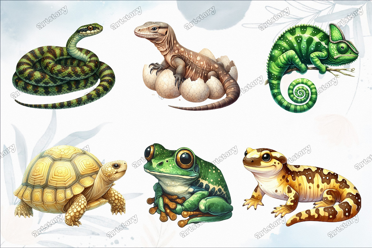 Watercolor Reptile Clipart Amphibian, a Graphic by designcity5 (Photo 3 of 5)