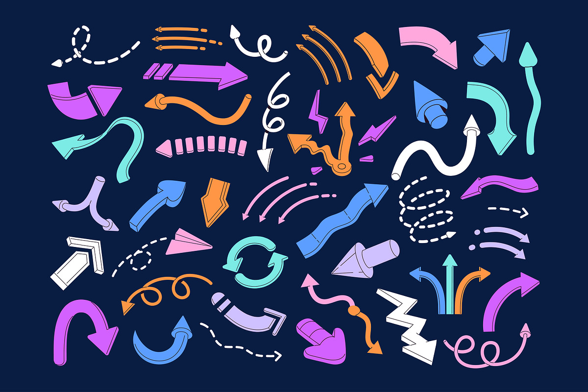 Arrows signs set + seamless patterns, an Object Illustration by PaperTrident (Photo 1 of 6)