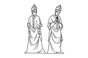 priest bishop medieval vector, a Person Illustration by pikepicture