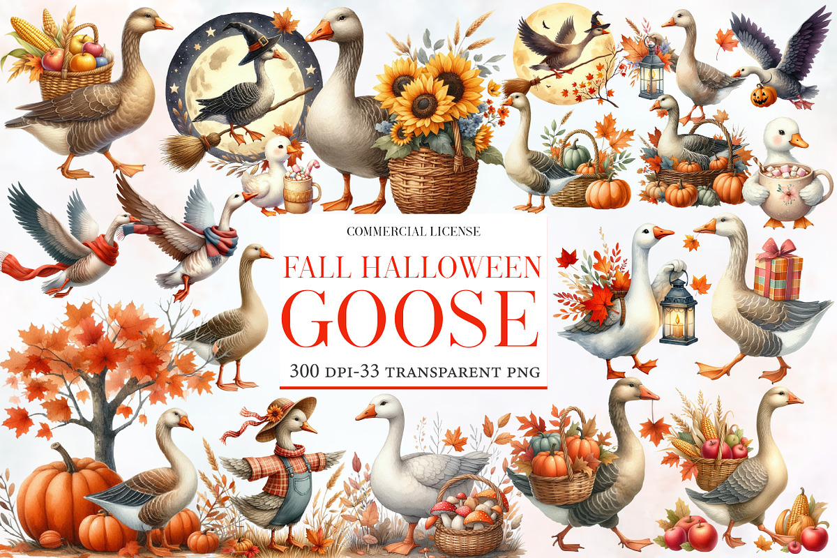 Fall Halloween Goose Sublimation, an Illustration by Designworld (Photo 1 of 5)
