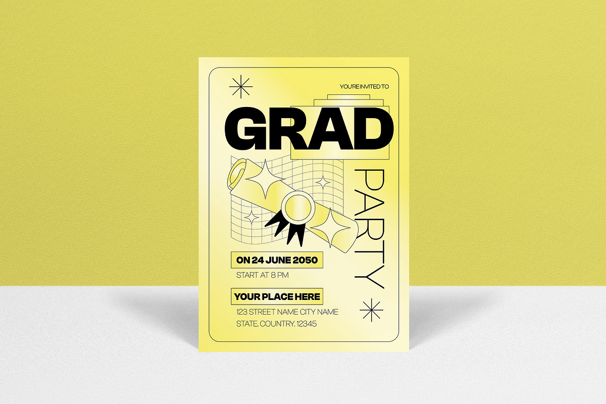 Lime Modern Graduation Invitation, an Invitation Template by graphicook (Photo 1 of 3)
