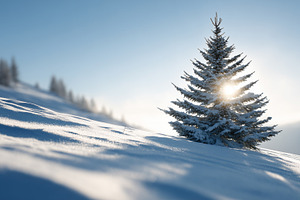 Beautiful snow-covered pine tree, a Nature Photo by MistyDay