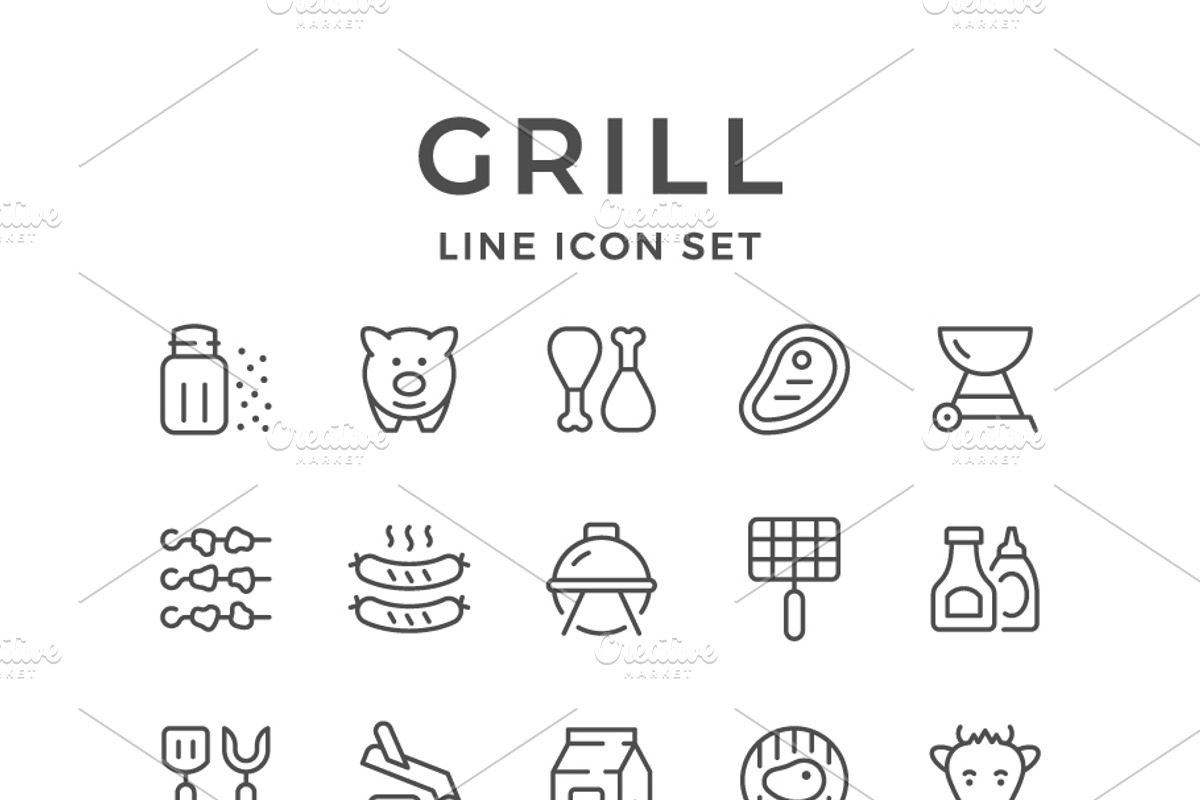 Set line icons of grill, an Outline Icon by motorama (Photo 1 of 2)