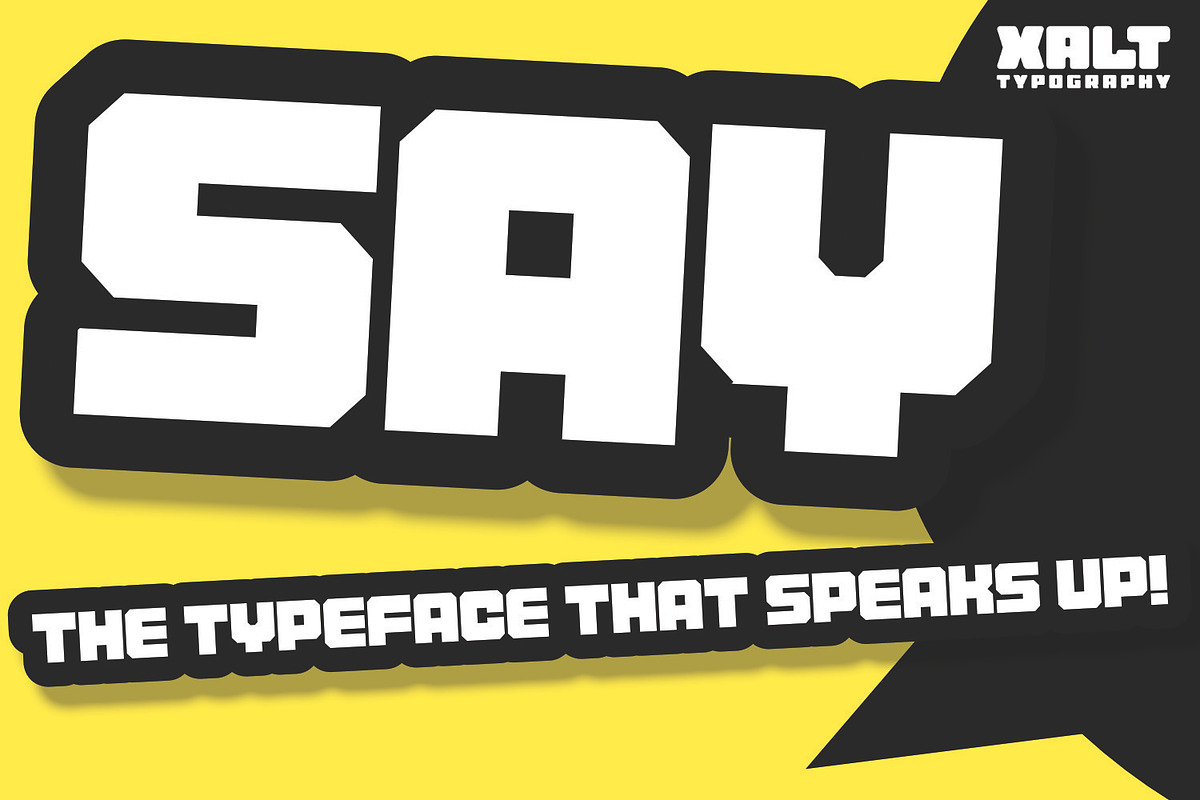 SAY – Big & Bold Modern Display Font, a Sans Serif Font by XALT Typography (Photo 1 of 6)