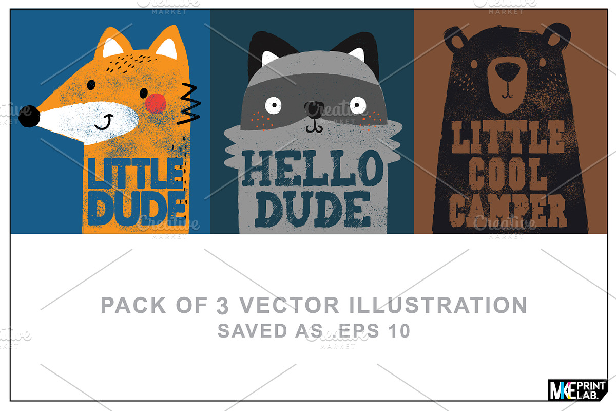 PACK OF 3 ANIMAL PRINT DESIGNS, an Animal Illustration by MKE Print Lab. (Photo 1 of 4)