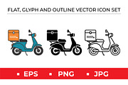 Delivery Scooter Icon Set Vector, an Outline Icon by Artonix (Thumbnail 1 of 2)