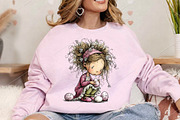 Whimsical Spring Girl Clipart Bundle, an Illustration by Canvas Craft (Thumbnail 4 of 7)