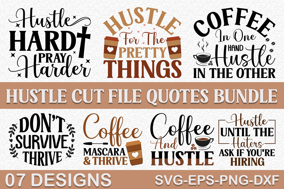 Hustle SVG Design Bundle, an Illustration by Crafticy (Photo 1 of 3)