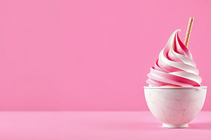 pink and white ice cream in bowl, a Food & Drink Photo by Bunny's Little Shop
