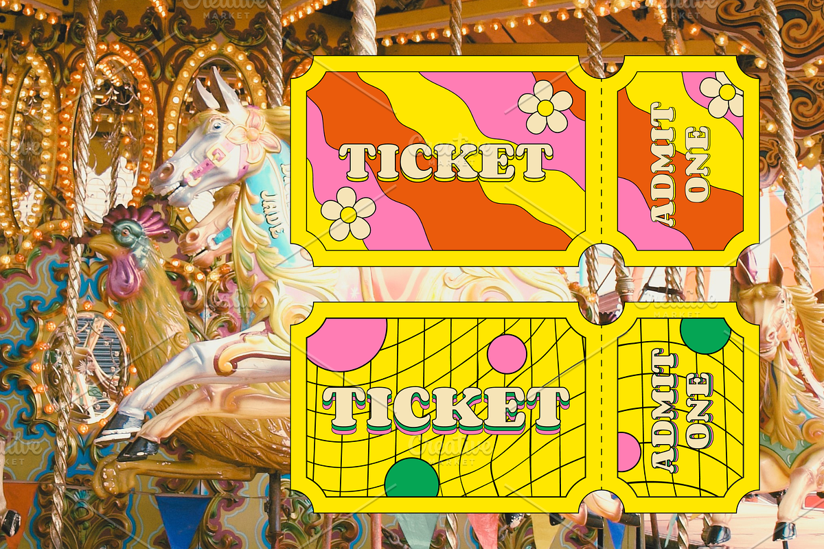 Set of Retro Groovy Tickets, a Person Illustration by T Bild (Photo 3 of 3)
